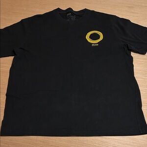 Men's Black Short-Sleeve Tee with Yellow Circle Graphic